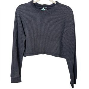 Justify Medium Charcoal Ribbed Cropped Sweater